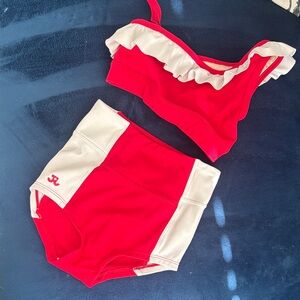Red and White Ruffle Bikini Set from Joe Jax